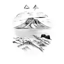 Table mountain in cape town, no fine lines, arrows tattoo design idea
