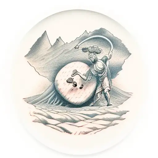 Sisyphus in a vase tattoo design idea