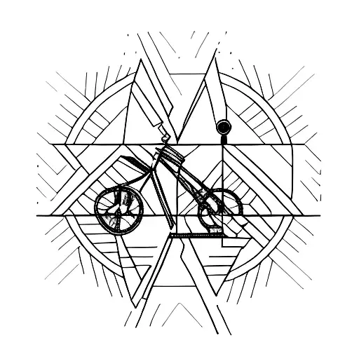 a minimalist bike with inside the wheels 2 significant markers of the Te Araroa trail in New Zealand tattoo design idea