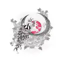 moon and moth and vines tattoo design idea