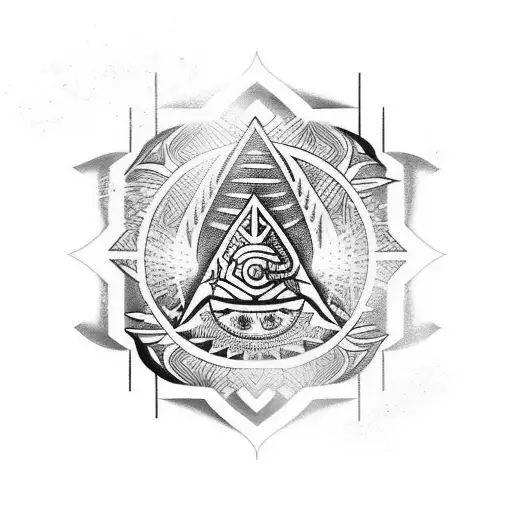 maori tattoo with arrows, shark teeth, net, sun, sheels, hoock, hammerhead shark, octopus, eel tattoo design idea