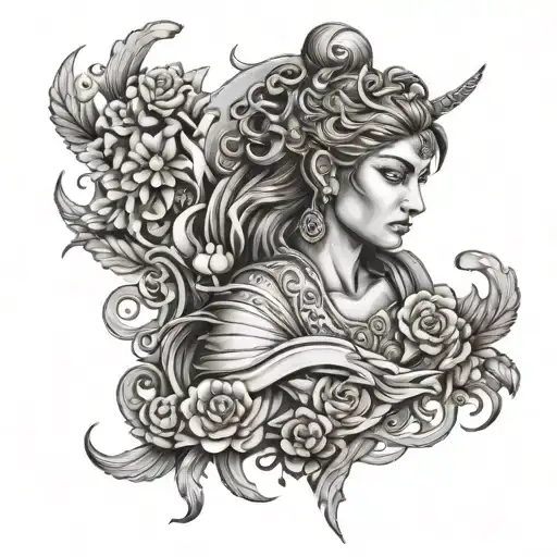 Mix of eastern spirtuality and greek mythology inspired tattoo tattoo design idea