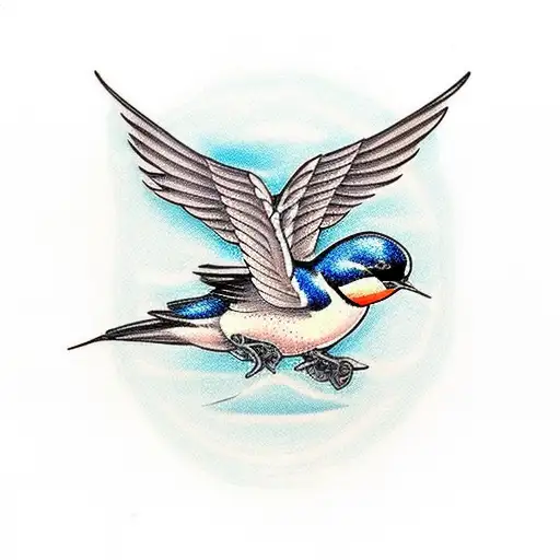 Swallow Bird traditional black and white no shades tattoo design idea