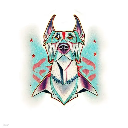 2 Dobermans barking  tattoo design idea