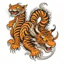 A japanese dragon and tiger tattoo design idea