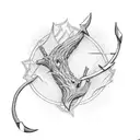 bow and arrow with tree and diamond  tattoo design idea