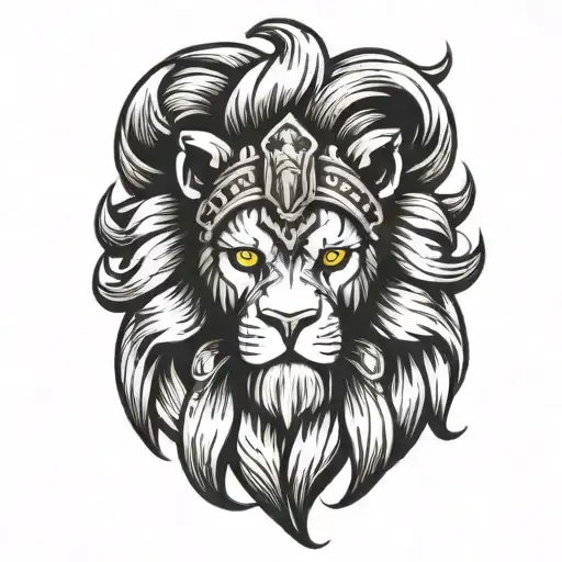 lion head spartan warrior  tattoo design idea