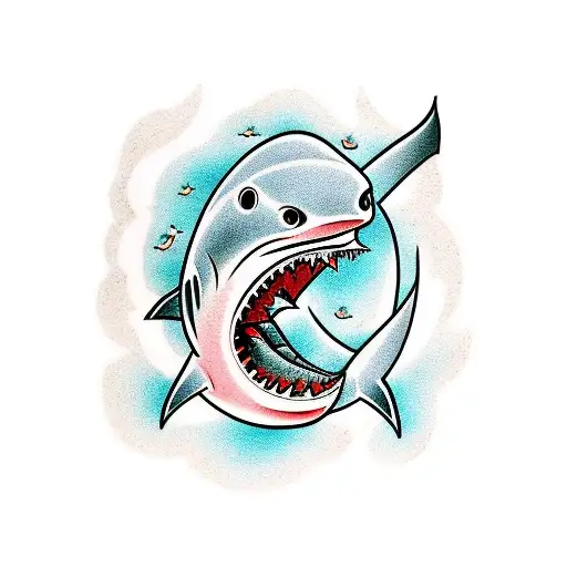 japanese style shark  tattoo design idea