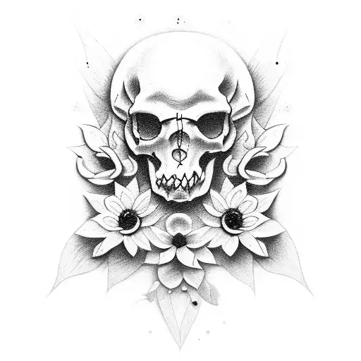 caveira feita de flores tattoo design idea