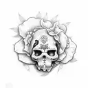caveira de flores tattoo design idea