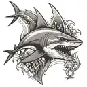 black and grey mako shark tattoo design idea