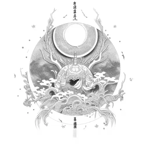 japenese moon tattoo design idea