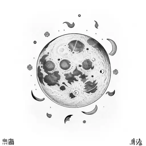 moon in japanese style tattoo design idea