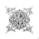 Celtic knot dagger tattoo design idea