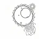 black sun and inscription “but the second sun appeared and the first one next to it does not even seem hot” tattoo design idea