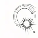 black sun and inscription “but the second sun appeared and the first one next to it does not even seem hot” tattoo design idea