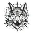 wolf, eclipse, christian cross, alchemy symbols incorporated tattoo design idea