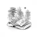 open book one with Alice in Wonderland and one Narnia  tattoo design idea