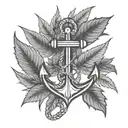 weed leaf and anchor intertwined tattoo design idea