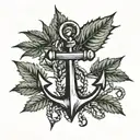 weed leaf and anchor tattoo design idea