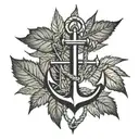 weed leaf and anchor tattoo design idea