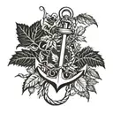 weed leaf and anchor tattoo design idea
