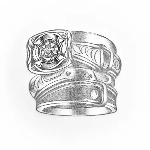 firefighter wedding ring band tattoo design idea