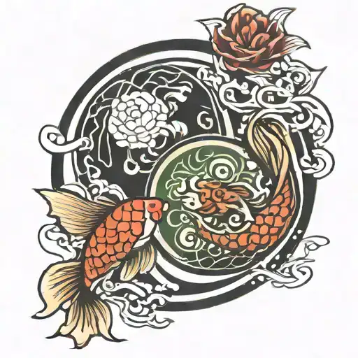 Bagua and koi fish yin yang tattoo design idea