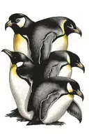 Emperor penguins with a puffin back to back tattoo design idea