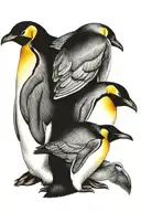 Emperor penguins with a puffin back to back tattoo design idea