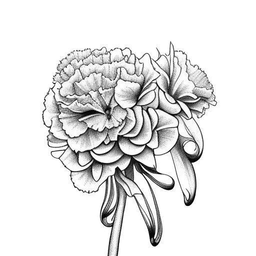 several detailed carnations and snowdrop flowers tattoo design idea