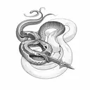 snake wrapped around sword tattoo design idea