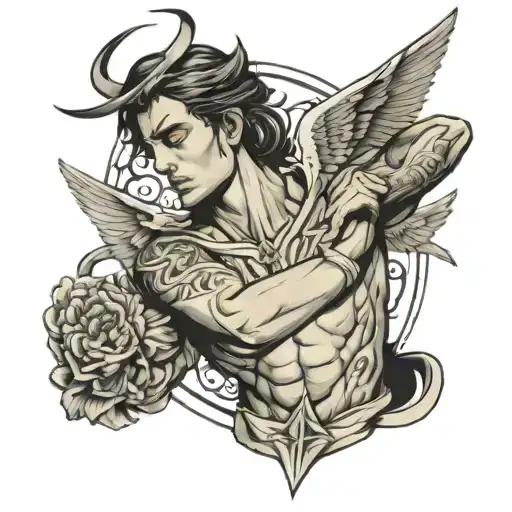 angel gabriel fighting tattoo design idea