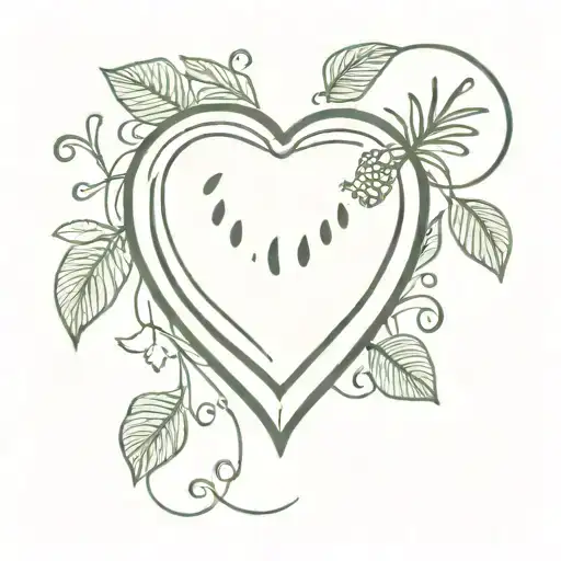heart shaped watermelon with vines tattoo design idea
