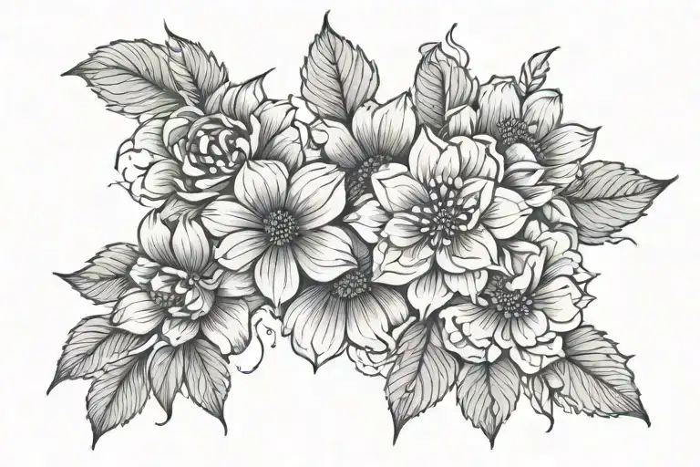 fine line floral patterns tattoo design idea