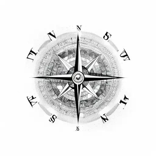 compass with mountains panorama in the background and the text "Journey before Destination" tattoo design idea