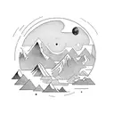 a portal with mountains around tattoo design idea