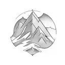 a portal with mountains around tattoo design idea
