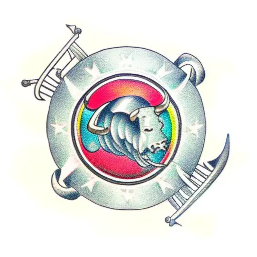 motorcycle wheel with bull horn handle bars tattoo design idea