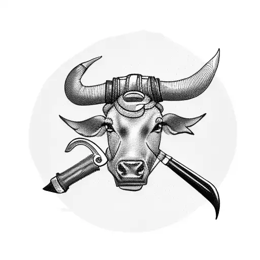 motorcycle wheel with bull horn handle bars tattoo design idea