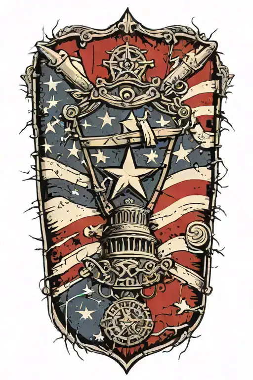 american flag texas flag shield crossed Constitution tattoo design idea