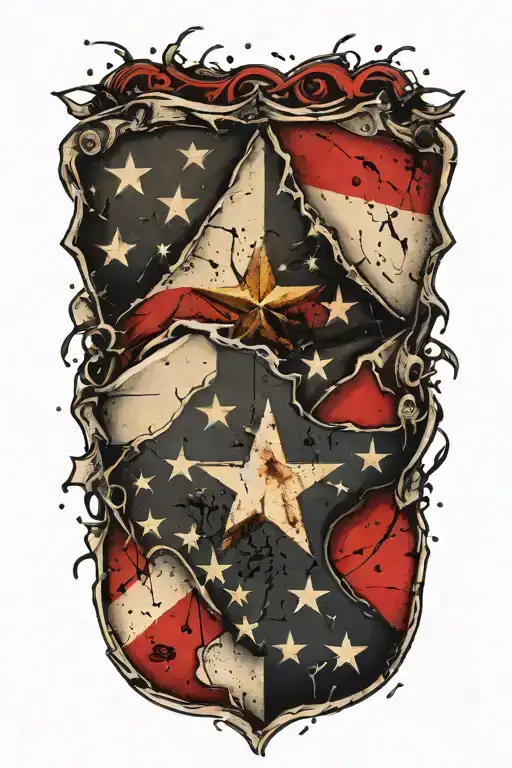 american flag texas flag  shield crossed tattoo design idea