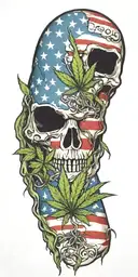 weed and ameican flag intertwined tattoo design idea