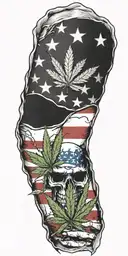 weed and ameican flag intertwined tattoo design idea