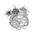 dragon and lion fighting for the moo  tattoo design idea