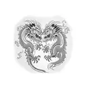 dragon and lion fighting for the moo  tattoo design idea