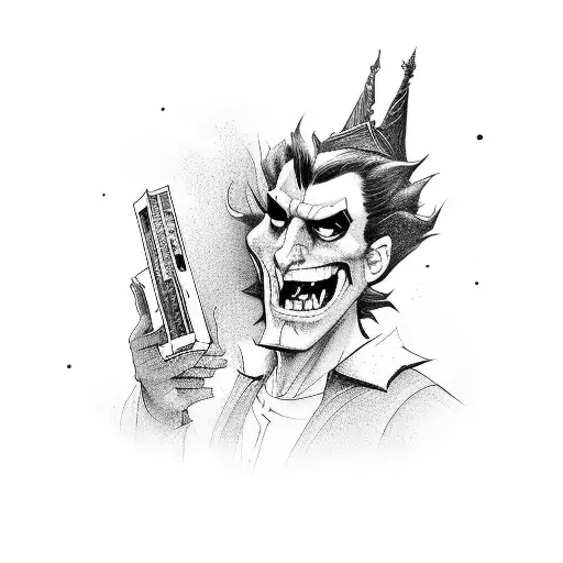 A villain from a fairytale holding a Ps5 console tattoo design idea