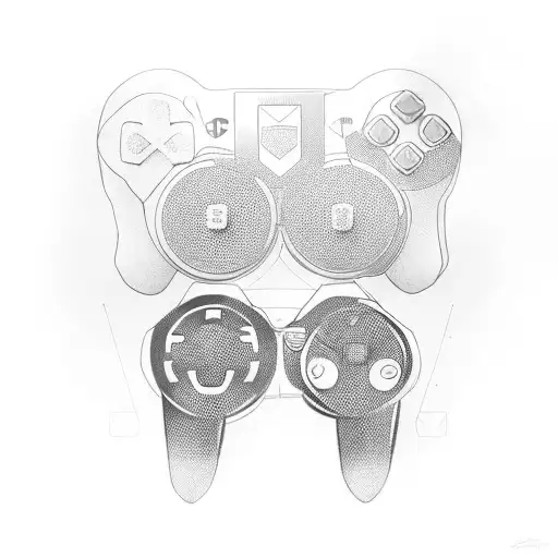 Ps5 controller with a futuristic design tattoo design idea