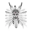 indigenous Mexican woman with headdress  tattoo design idea