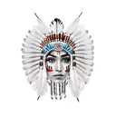 indigenous Mexican woman with headdress  tattoo design idea